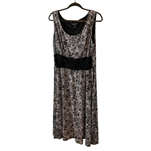 Perceptions Women's 16W Black White Dress Floral Print Scoop Neck Sleeveless - Picture 14 of 15